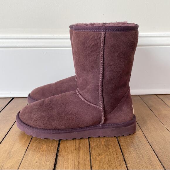 Ugg Classic Short Boots Wine Burgundy Purple Boots 6 - Picture 5 of 11